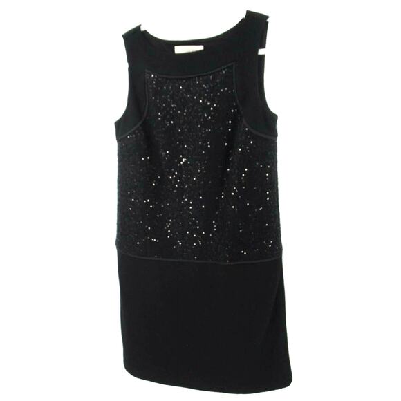 Ann Taylor LOFT Black Sequin Sleeveless Round Neck Shift Dress Size 4 - Picture 1 of 6